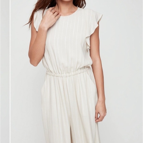 Wilfred Stripe Ruffle Sleeve Open Back Jumpsuit - Picture 3 of 11
